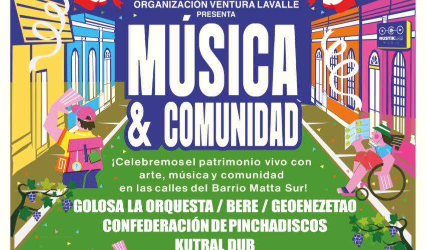 Afiche Dia de los Patrimonios Musica Y Comunidad en Ventura Lavalle